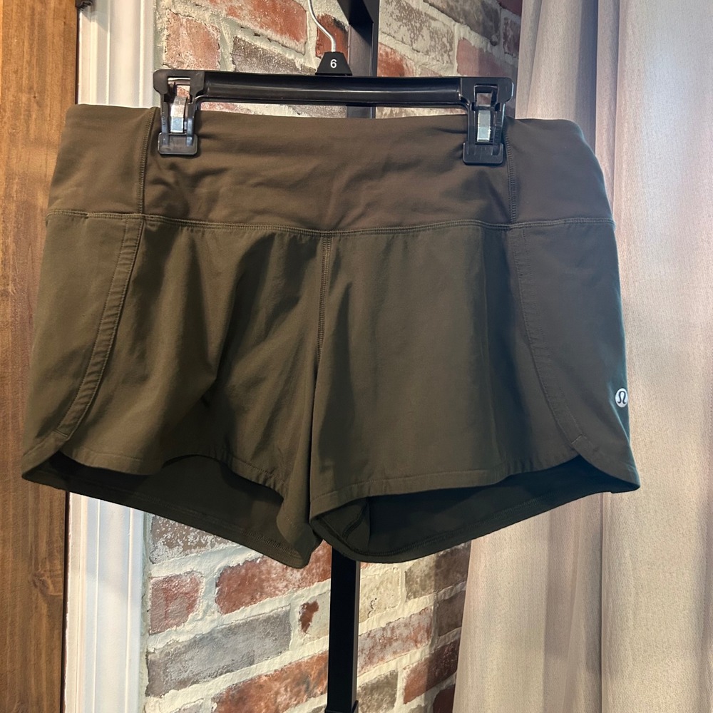 Lululemon Athletic Shorts Women Olive Green Running Workout Gym Active 6